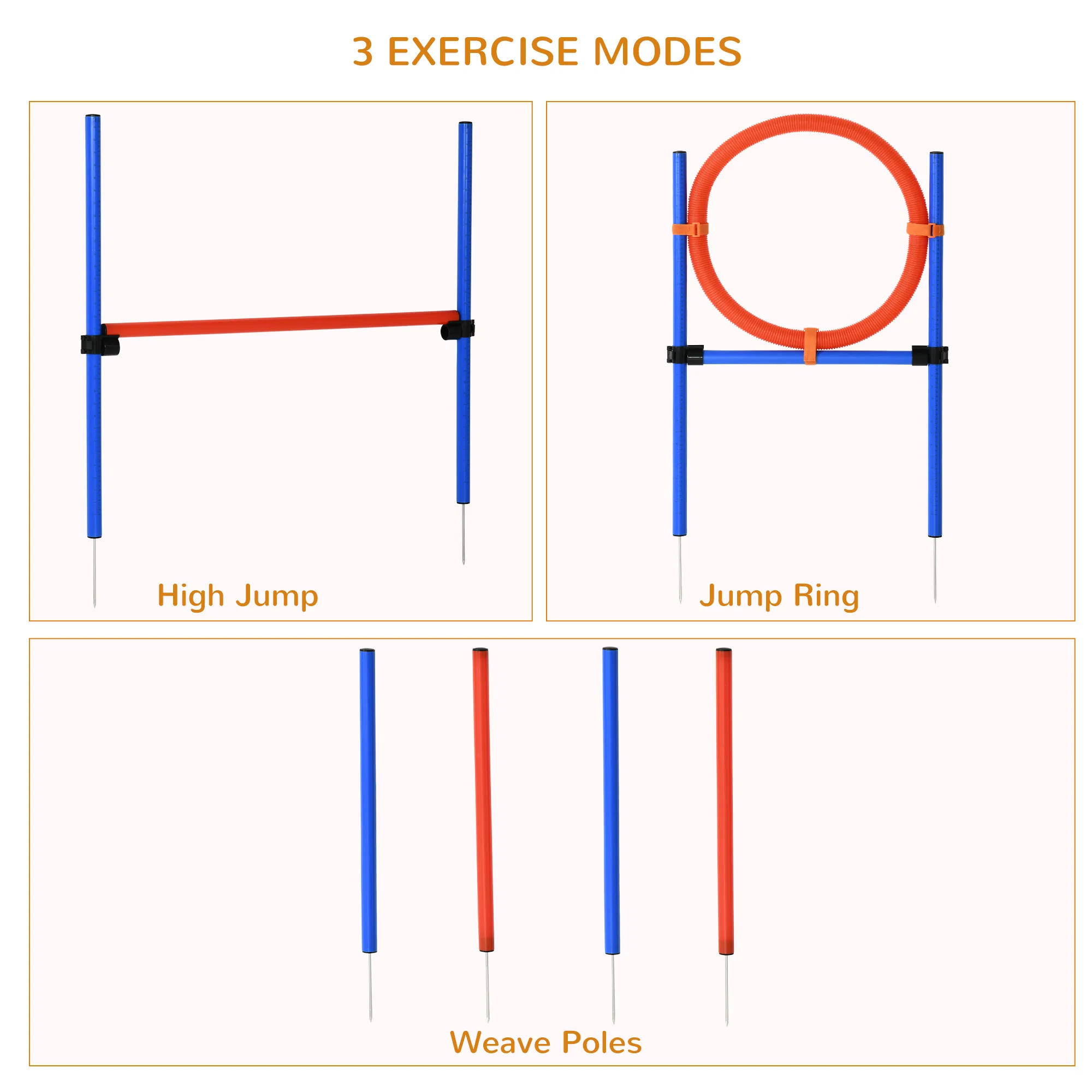 Dog Pet Agility Training Kit High Jump Weave Pole Ring Obedience Training Set Adjustable Equipment Portable — image 4