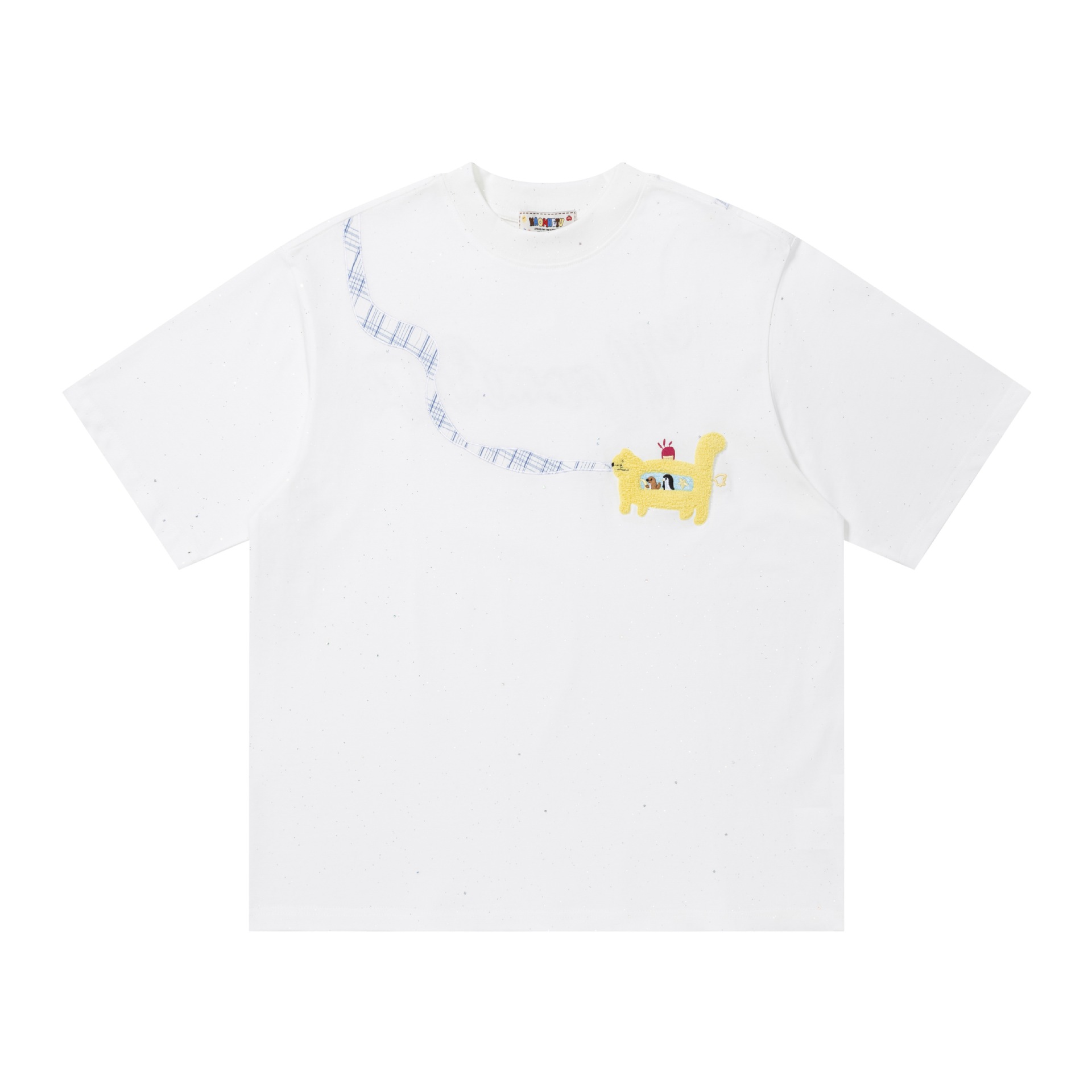 Cartoon puppy embroidered short sleeved shirt — image 1