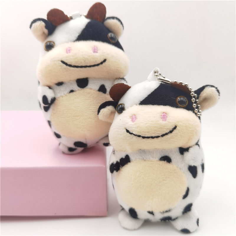 Cute Little Cow Plush Pendant Bag Key Accessories Toy Black And White Spotted Cow Souvenir Pendant — image 1