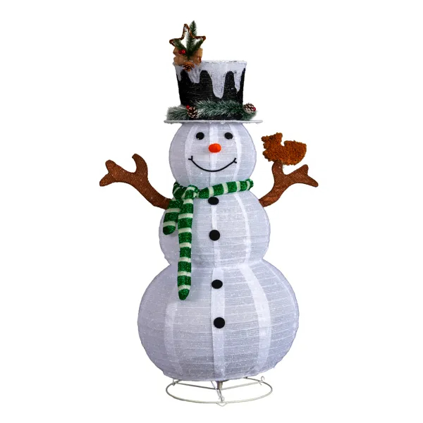 Lighted Snowman And Squirrel Christmas Yard Decorations, Pre-lit Pull Up Snowman With 120 White LEDs, For Xmas Outdoor Holiday Indoor Decor Lighted Holiday Displays — image 1