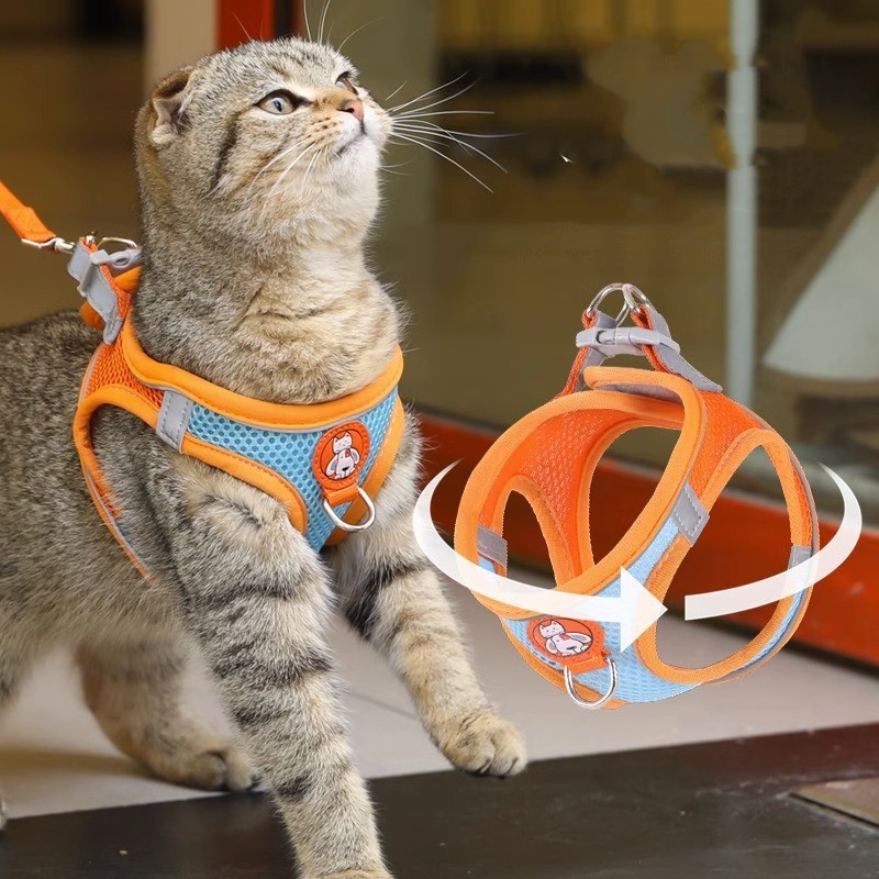 Pet dog leash traction rope reflective chest and back dog leash small dog leash cat leash anti loosening not strangling the neck — image 1