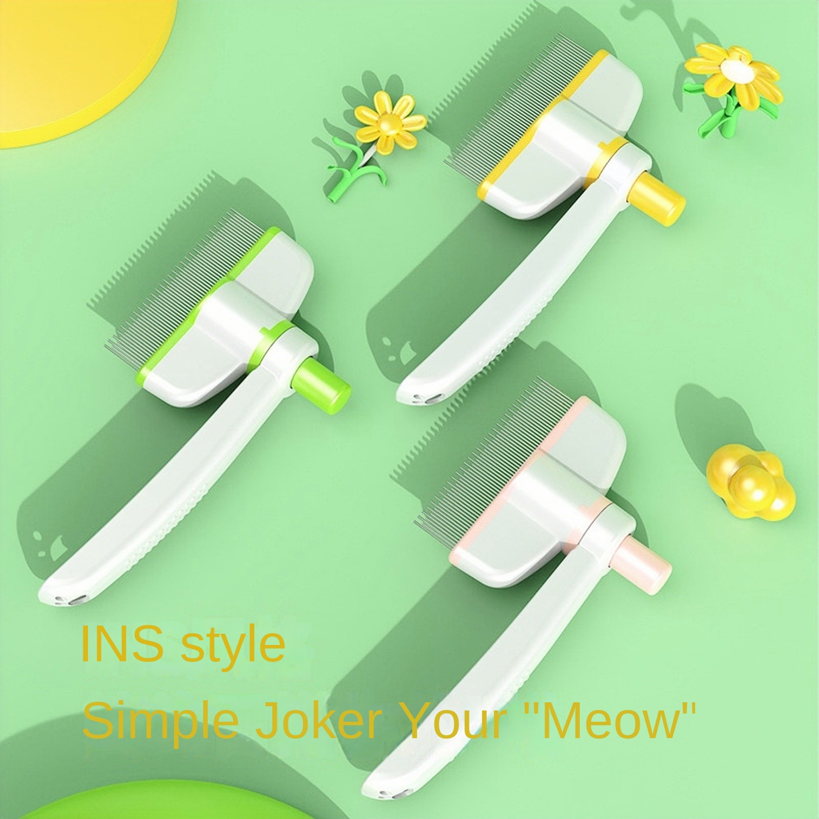 Cat Rotating Pet Comb for Cats and Dogs, Deshedding Detangling Comb with Steel Pins, Dense Teeth, Cleaning Press-Release Comb — image 5