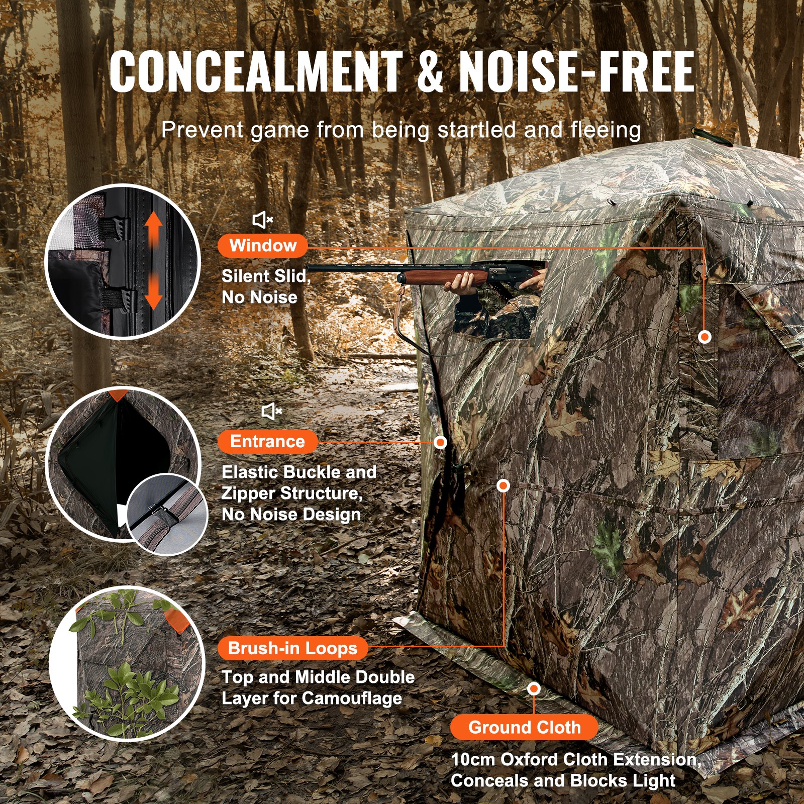 Hunting Blind, 270° See Through Ground Blind, 2-3 Person Pop Up Deer Blind For Hunting With Carrying Bag, Portable Resilient Hunting Tent, 3 Horizontal Windows For Turkey And Deer Hunting — imagen 4