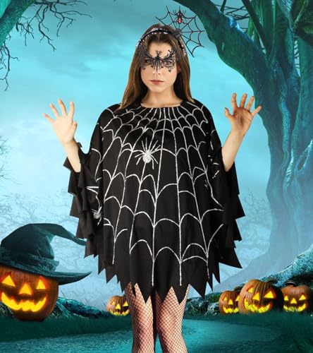 Halloween Spider Web Cape Witch Costume Stage Performance Clothing Adult Cosplay Party Cloak — image 6