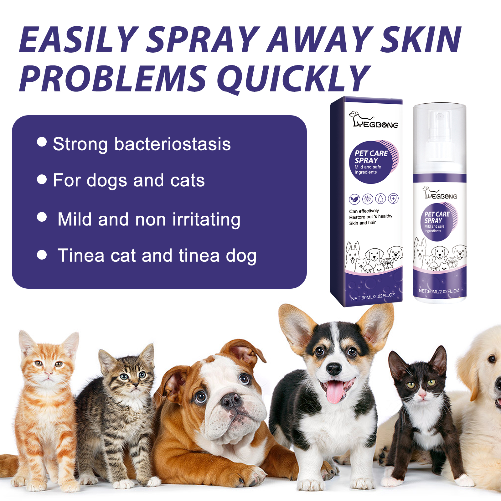 Pet Care Spray, Pet Cat And Dog Skin Wound Care Skin Moss Itchy Repair Spray — image 6