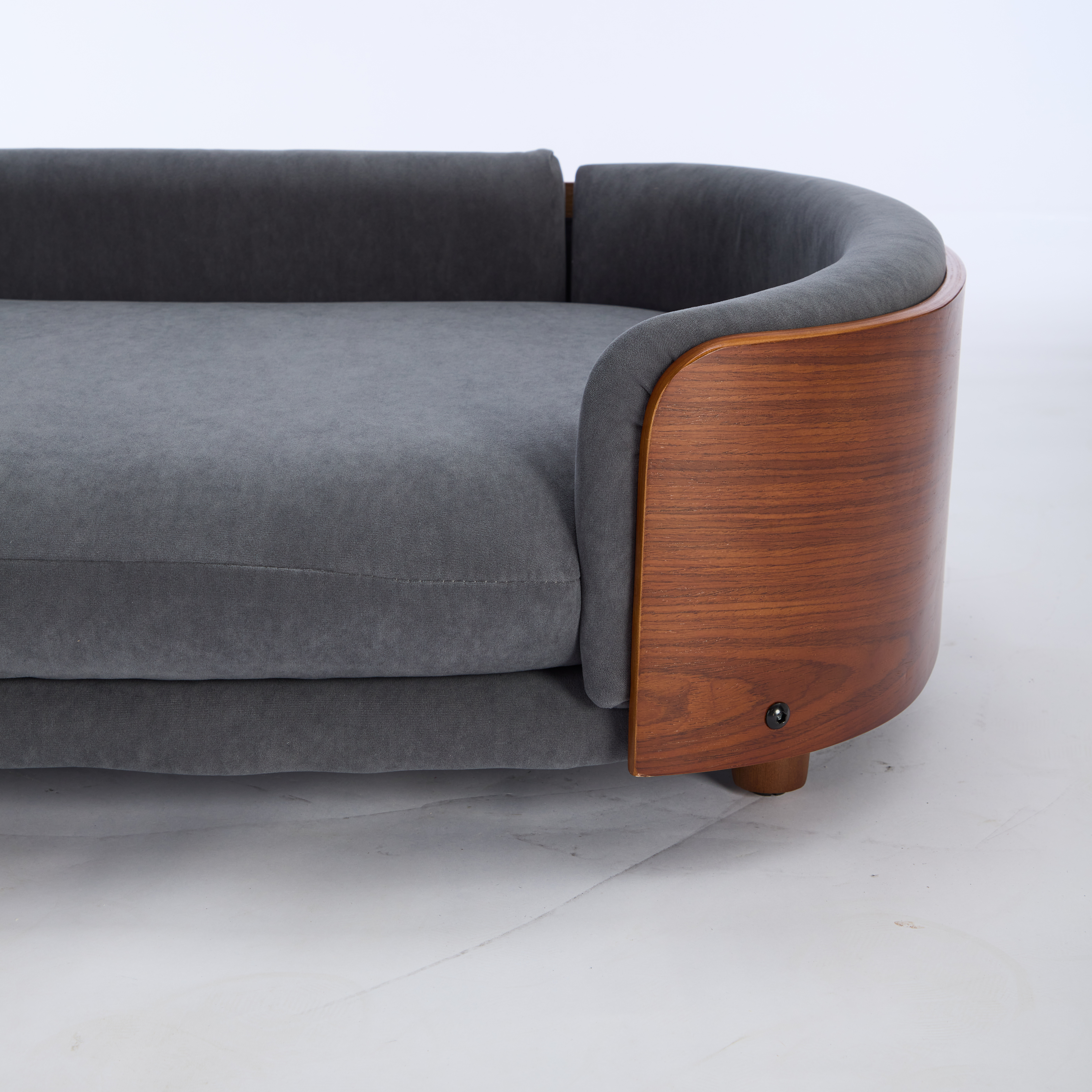 Scandinavian style Elevated Dog Bed Pet Sofa With Solid Wood legs and Walnut Bent Wood Back, Velvet, Large Size — image 11