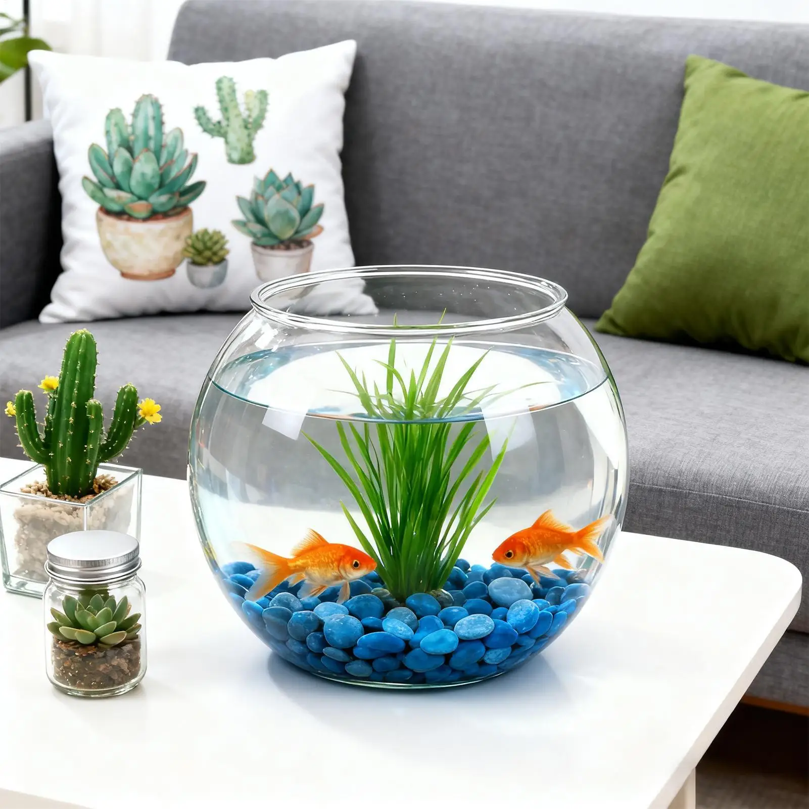 Mini Vaso de Pez Decorativo Acuario para Escritorio Transparente Paisajes Acuáticos con Burbuja para Centro de Mesa y Decoración de Fiesta