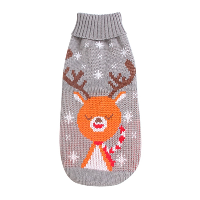 Christmas reindeer maple leaves snowflakes holiday pet clothes high necked knitted sweaters dog and cat clothing jackets — image 7