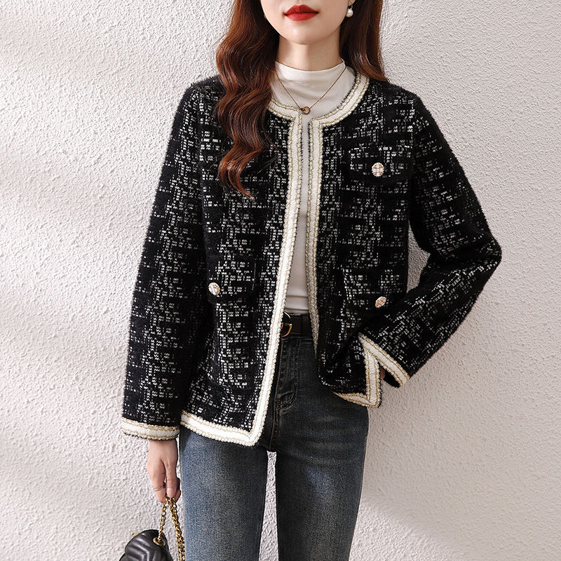 Round neck mink fur sweater jacket for women — image 3
