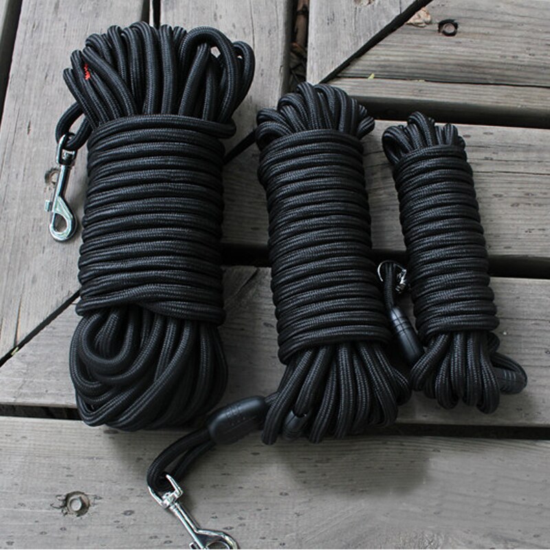 Guía de perro en nylon negro larga para seguimiento al aire libre redonda para perros medianos y grandes 5m/10m/15m — imagen 3