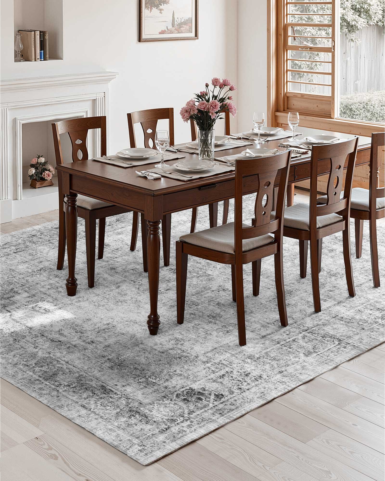 Area Rug, 9 X 12 Ft Large Washable Boho Rug, Non-Slip And Tear-Resistant Soft Carpet, Pet & Child Friendly Bohemian Area Rugs, Indoor Mat For Bedroom, Living Room, Kids Room, Office, Gray — imagen 5