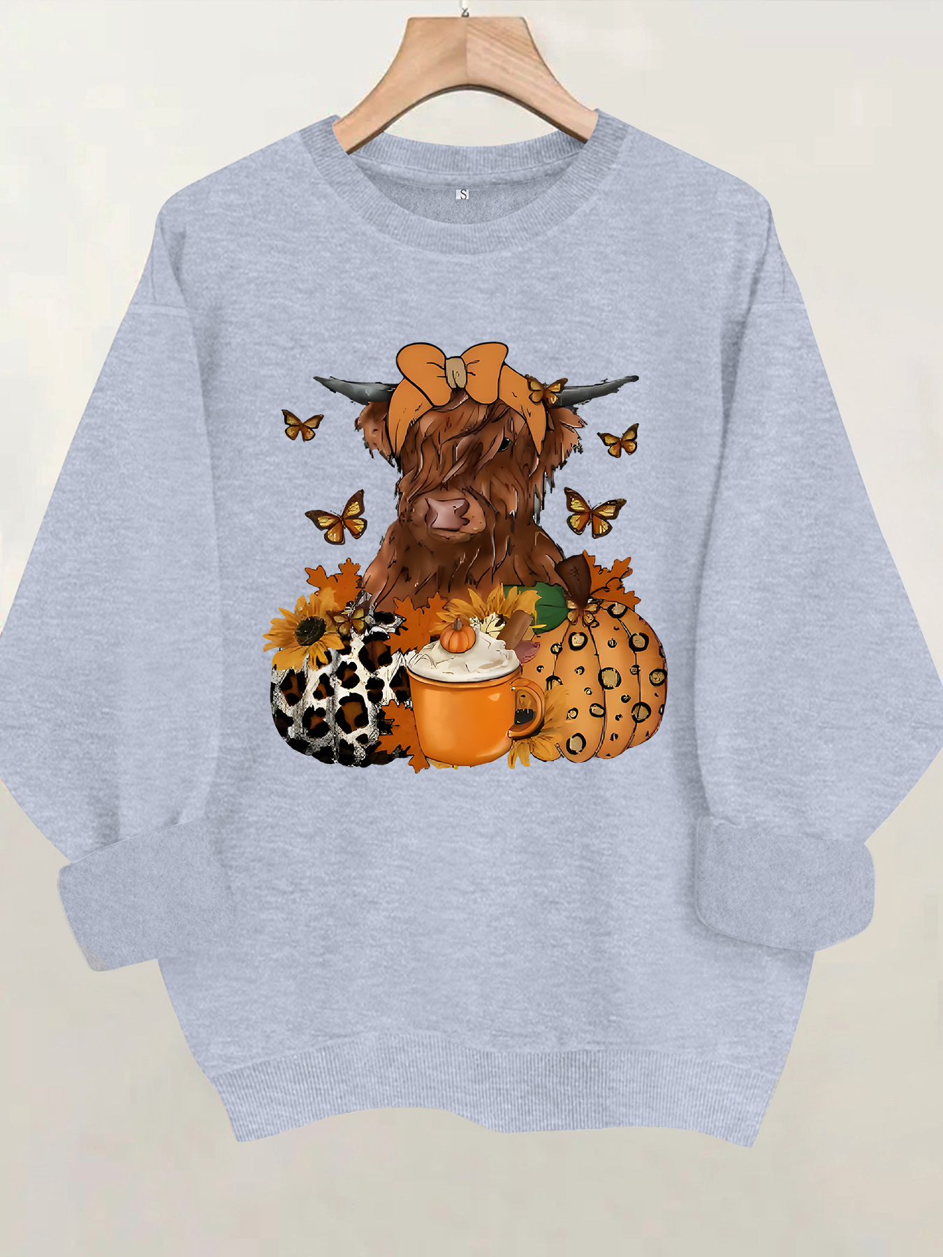 Highland cattle print round neck sportswear — imagen 8