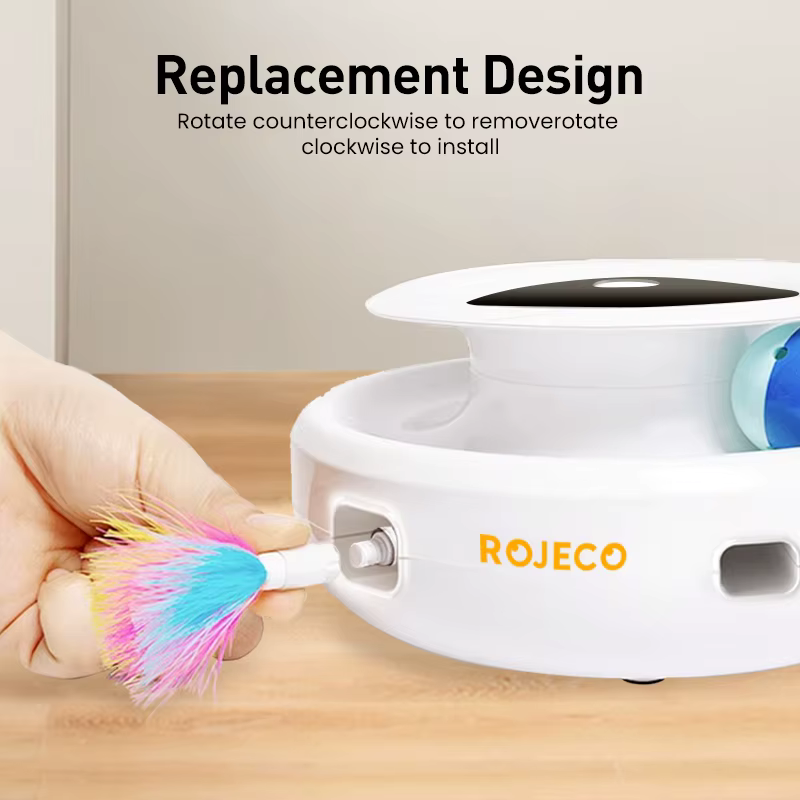 ROJECO 2 in 1 Smart Cat Toys Automatic Feather Fun Ball Toy Set For Cat Dog 5 Modes Electronic Interactive Pet Toy Accessories — image 4