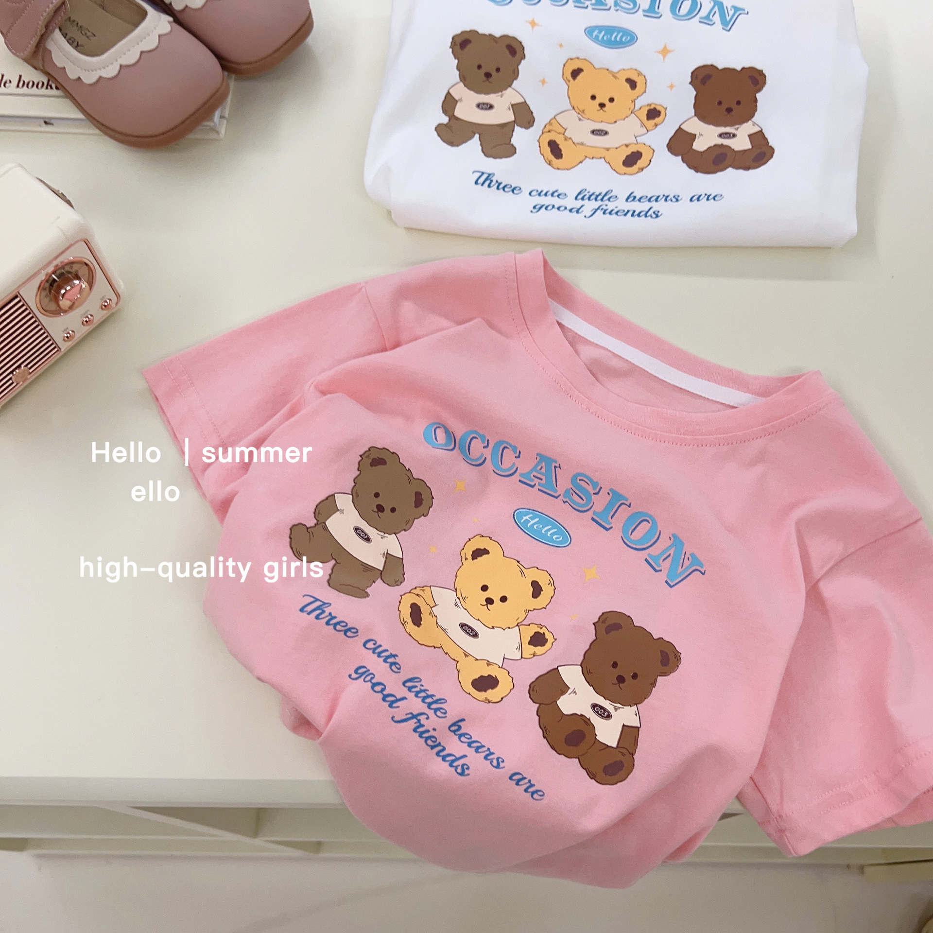 Cute Bear Cartoon Kids' Short Sleeve T-Shirt for Boys and Girls — image 8