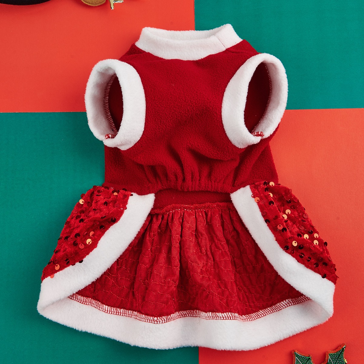 Autumn and Winter New Pet Plush Clothes Christmas Dog Dress Small Dog Teddy Dress Cat Clothes — image 3