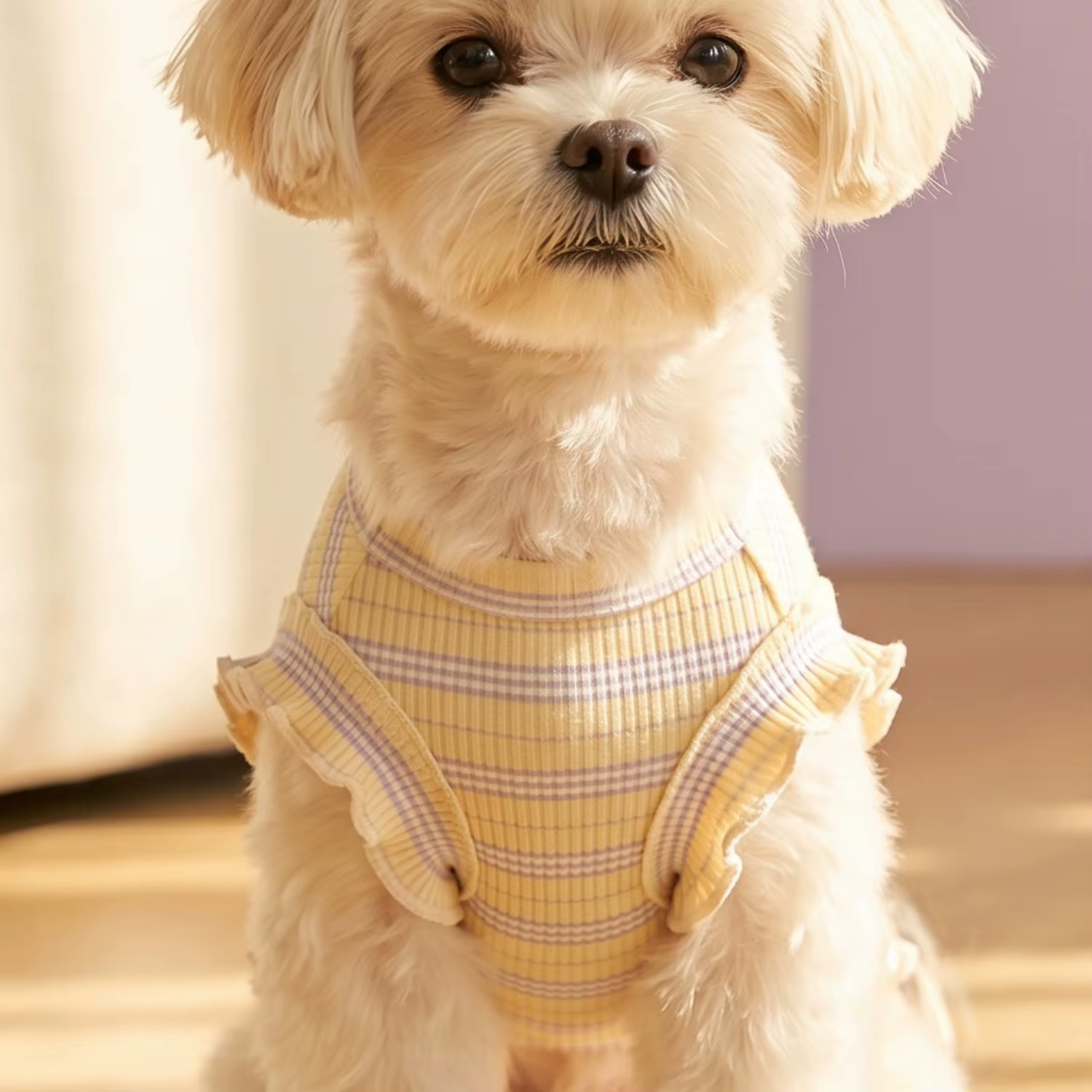 Ropa de Verano para Mascotas Pequeñas - Camisetas de Perro con Encaje y Rayas Adorables, Transpirable y Suaves para Cachorros — imagen 2