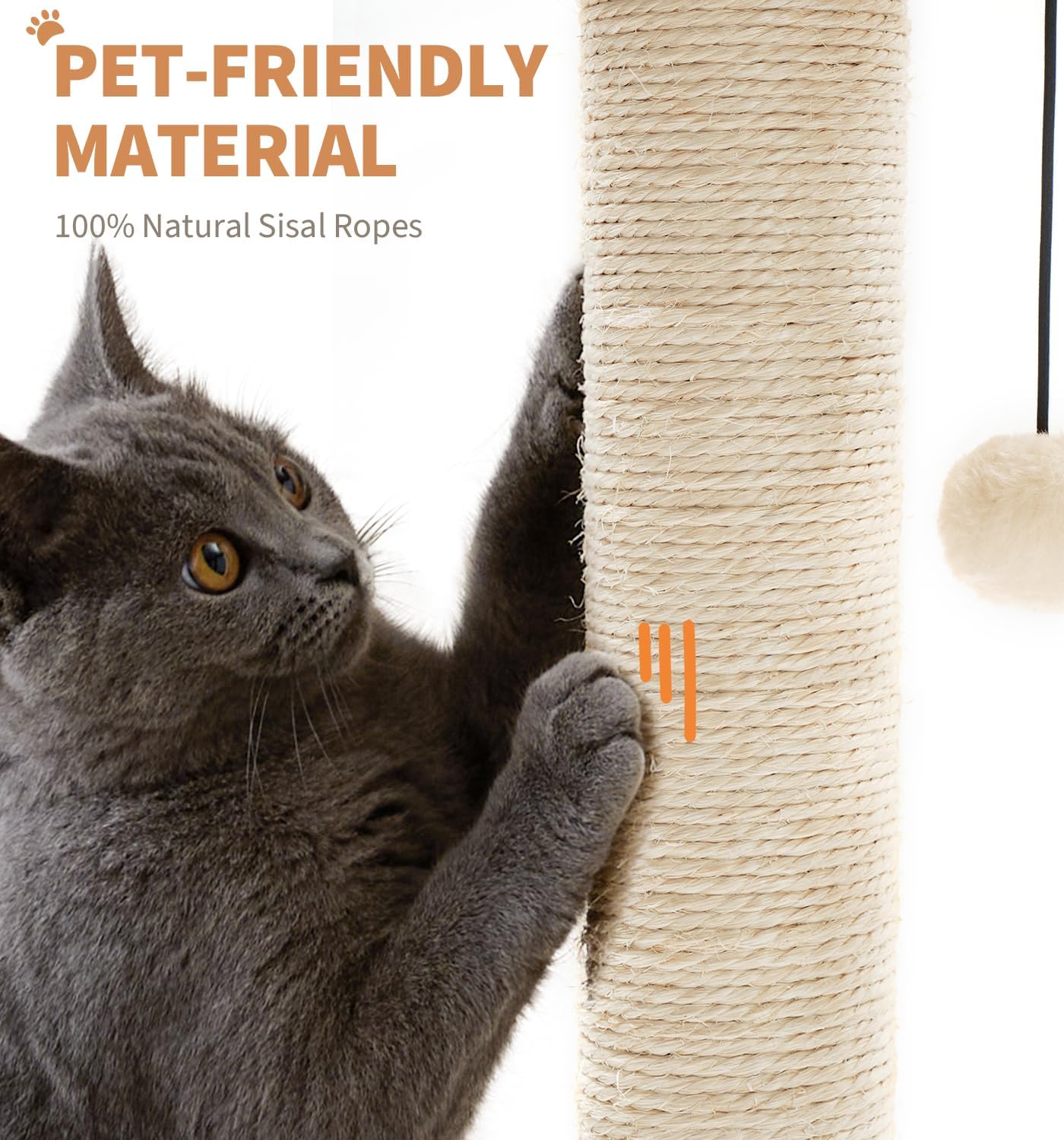 Poste de Rastrillado para Gatos Mediano con Dos Capas de Sisal, Juguetes Interactivos para Indor, Bola Colgante de Madera para Kitten — imagen 5