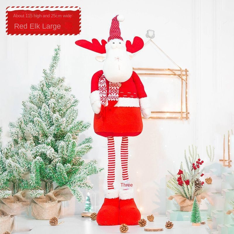 Christmas Stretch Hem Tabletop Santa Decoration Doll Reindeer Christmas Plush Snowman Figurine Ornament — image 8