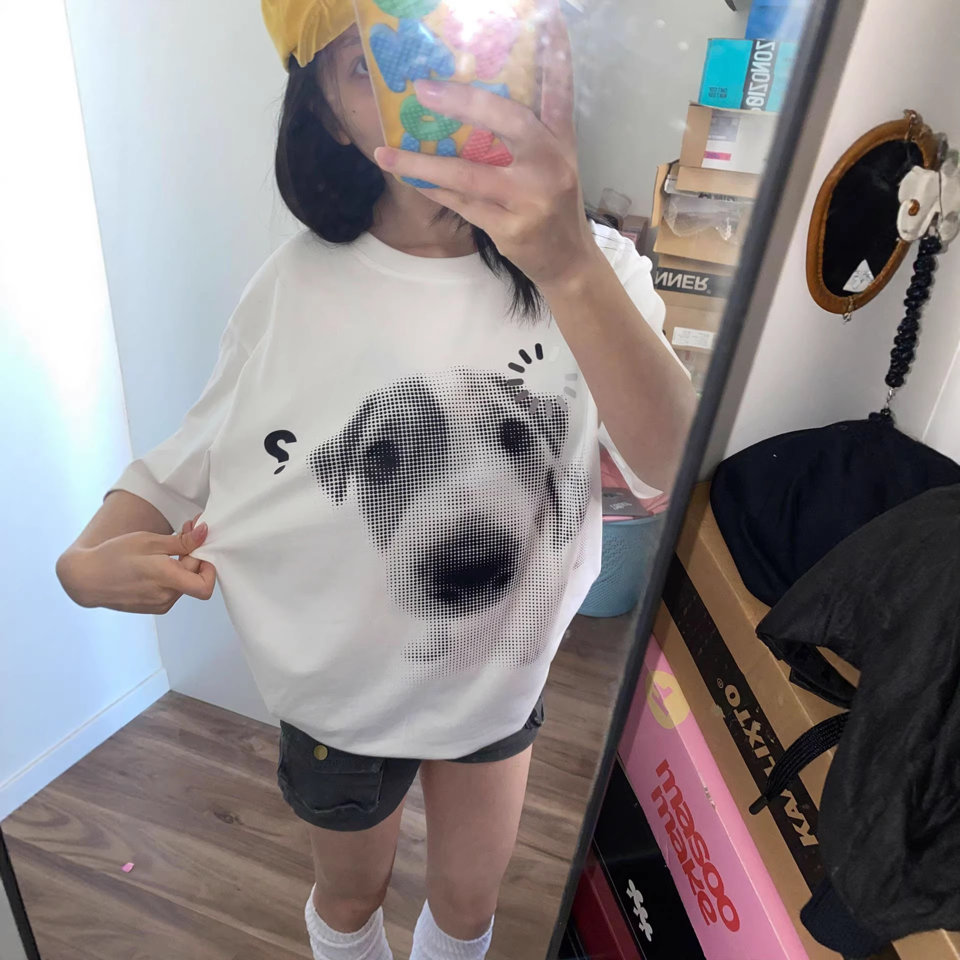 Dogs Print Cotton Short Sleeve T-Shirt Unisex Couple Student Loose Versatile Simple Top — image 3