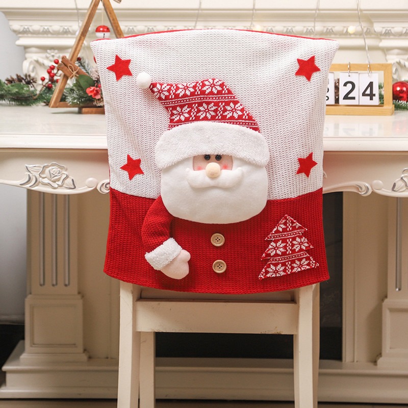 Elderly snowman deer knitted fabric three-dimensional figurine chair cover table and chair cover restaurant decoration — image 4