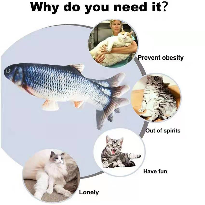 Cat USB Charger Toy Fish Interactive Electric floppy Fish Cat toy Realistic Pet Cats Chew Bite Toys Pet Supplies Cats dog toy — image 4