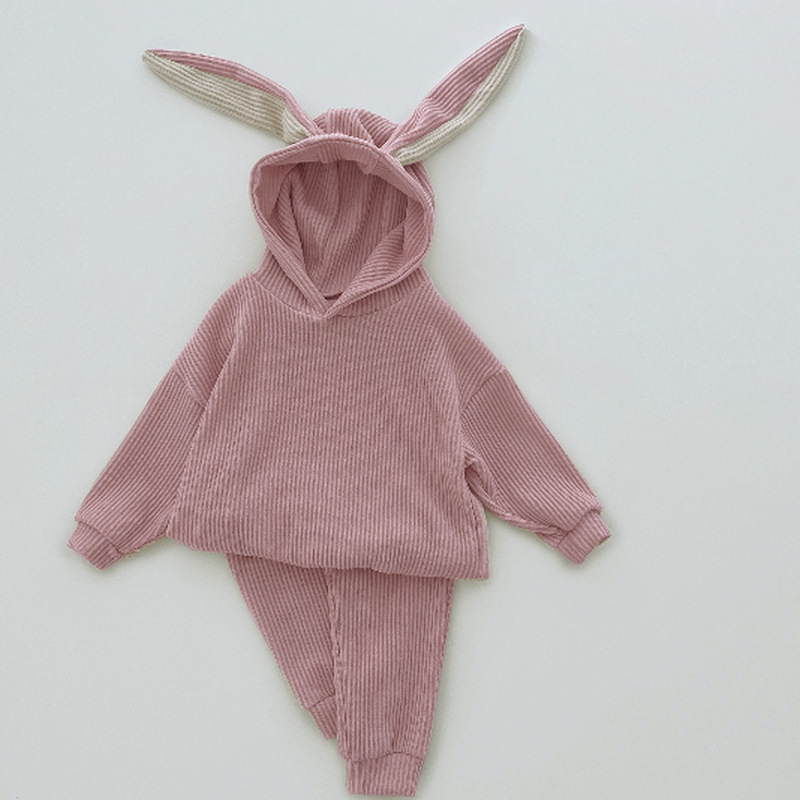 Cute rabbit ear hooded top+ankle pants casual two-piece set — image 8
