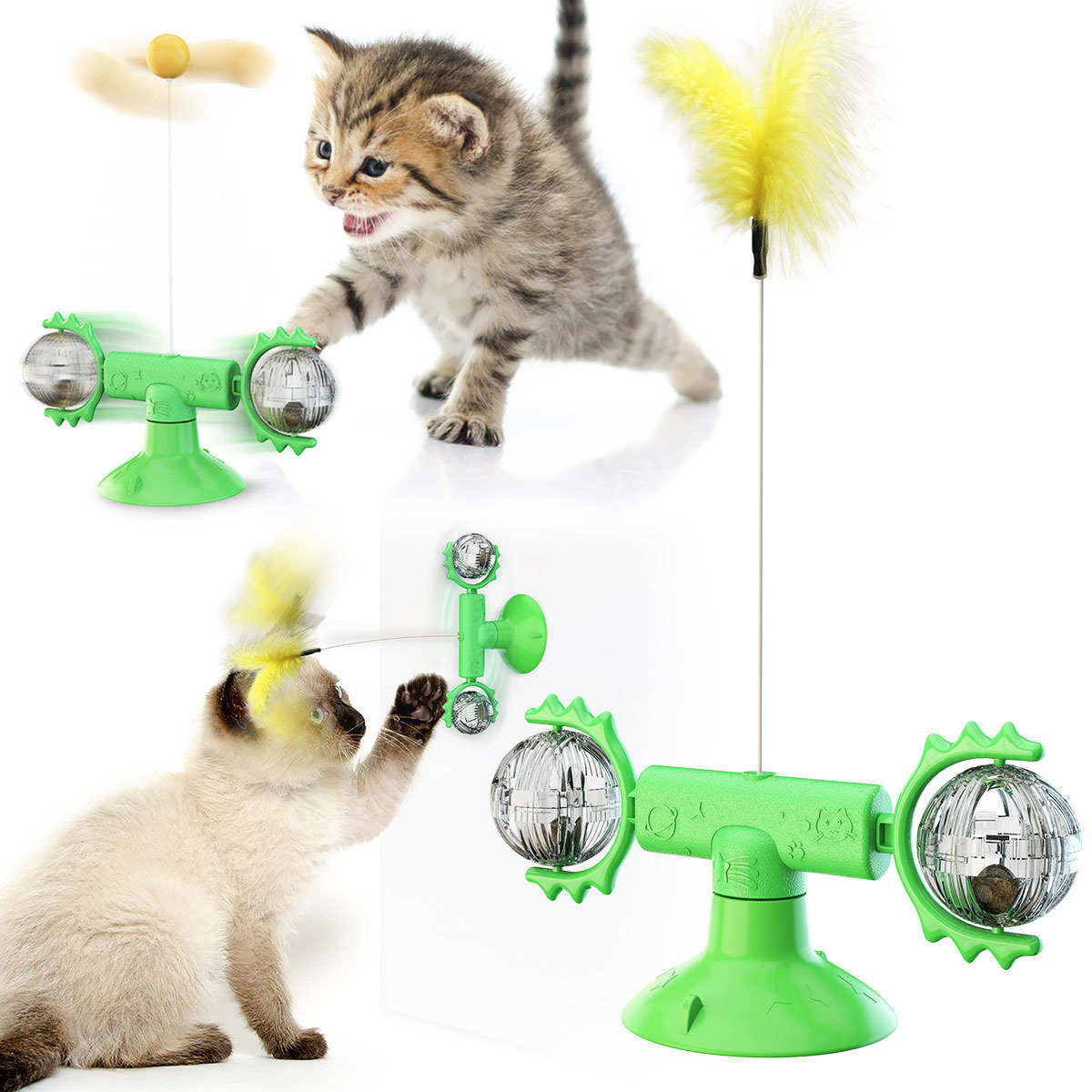 The New Cat Toy Relief Suction Cup Windmill Cat Teaser With Replacement Cat Teaser Set — image 1