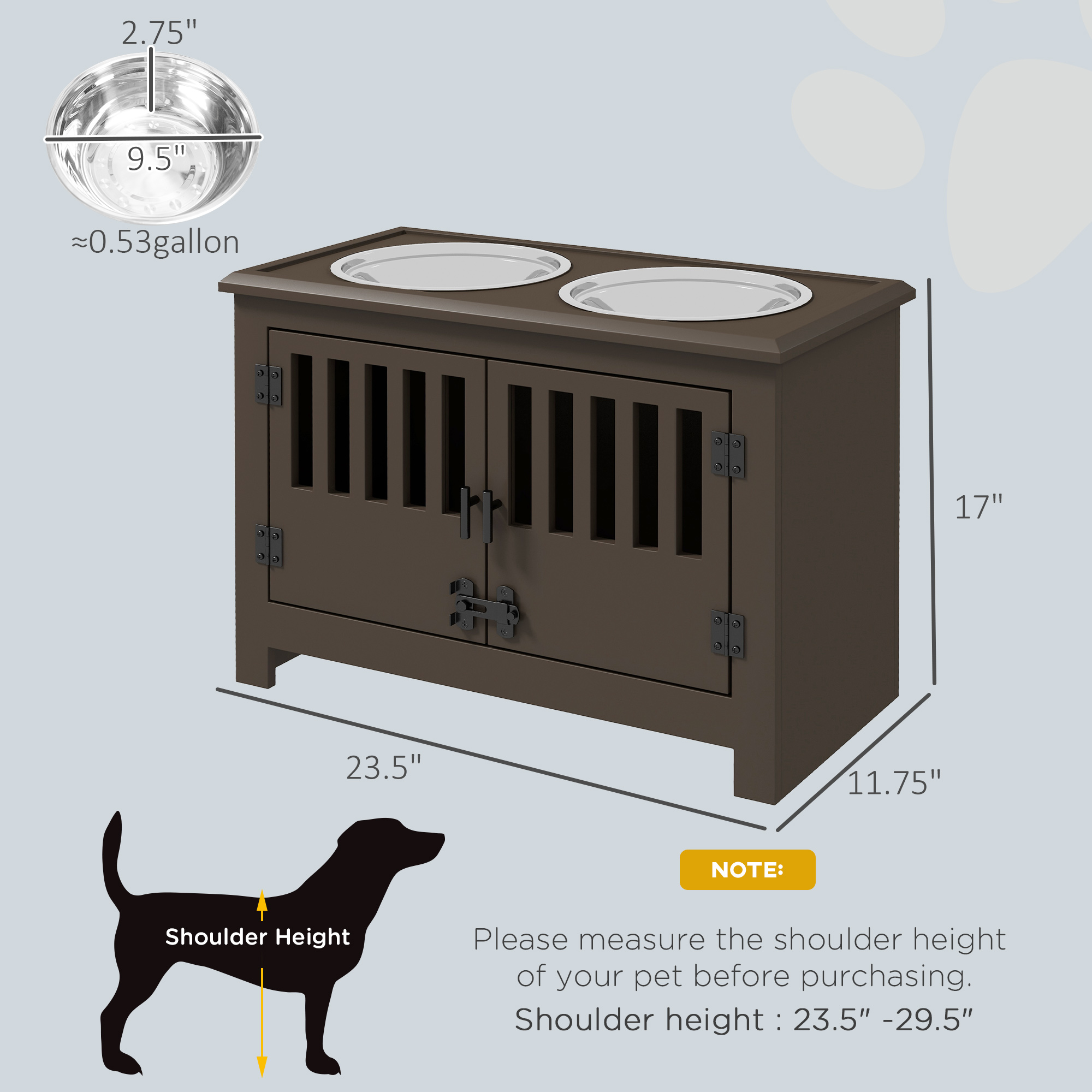 Dog Food Storage Cabinet with Bowls & Dog Feeding Station, Espresso — image 2