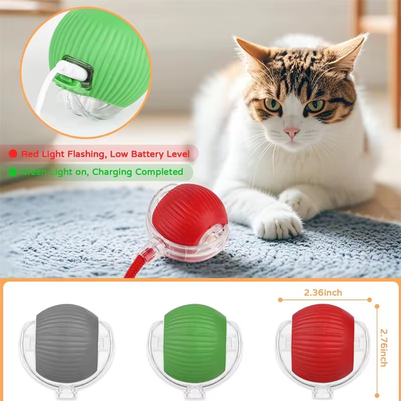 New Cat Interactive Ball Toy Automatic Rolling Ball Faux Tail Rechargeable Smart Pet Electric Toy Dog Cat Training Imitate Mouse — image 2