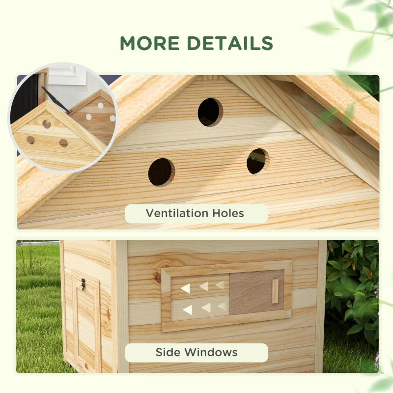 Duck Coop, Wooden Duck House With Openable Roof & Double Doors, Natural Wood — imagen 5