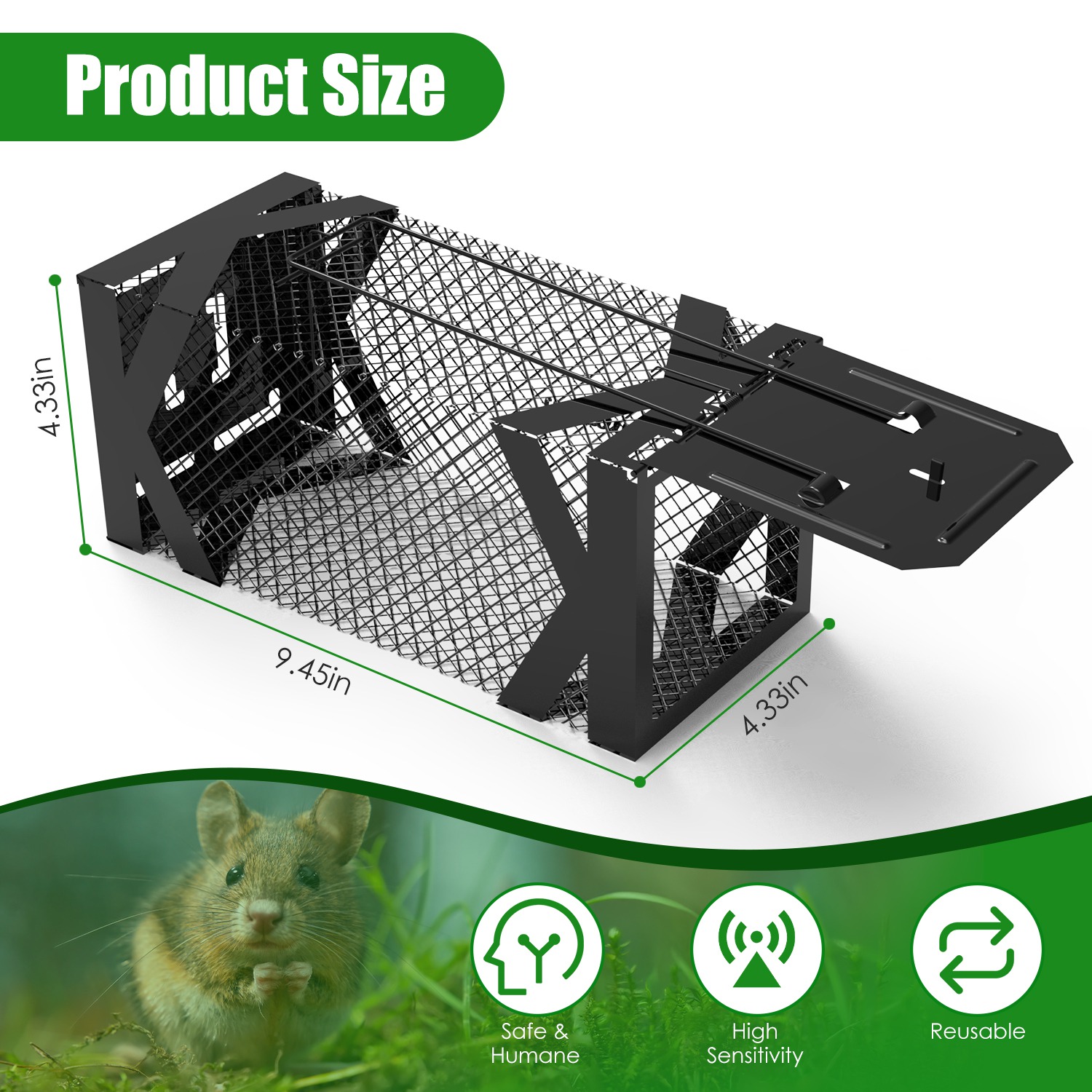 2 trampas para ratas, jaula humanitaria para ratones vivos, fáciles de capturar y liberar, para topillos, ratas, ratones, roedores y hámsteres, reutilizables, para uso interior y exterior — imagen 8