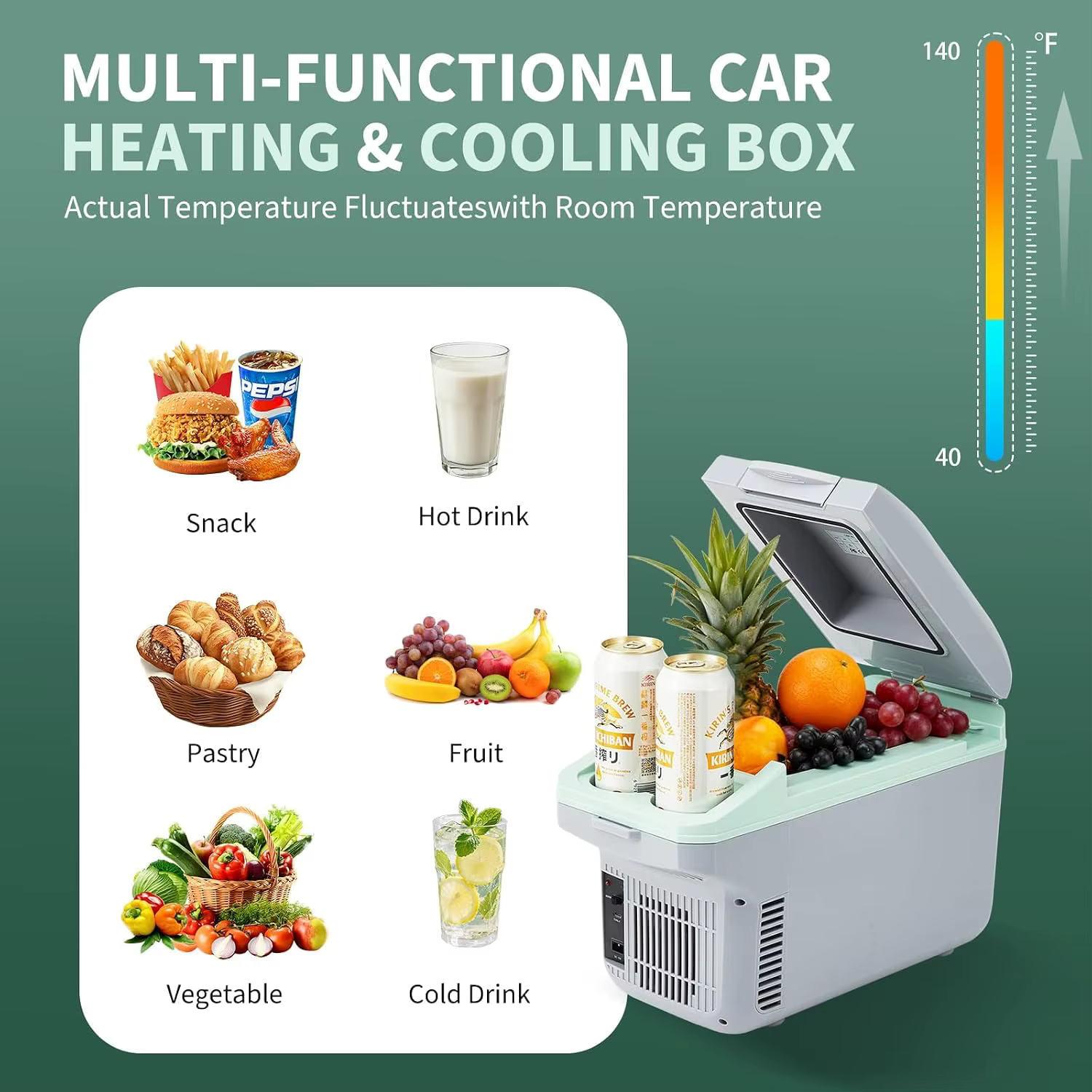 Tacleekii 8L Electric Car Refrigerator Portable Mini Fridge Cooler & Warmer 32°F-122°F Travel Fridge for Road Trips, Camping, Beach & Tailgating — image 2