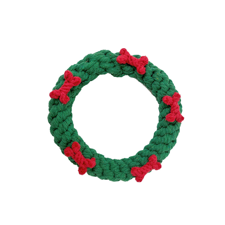 Christmas pet toy gift set dog teeth grinding bite resistant cotton rope hand woven — image 3