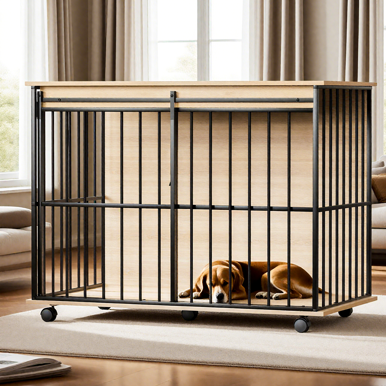 Dog crate furniture, large-sized dog crate suitable for medium to large dogs, wooden dog kennel furniture — image 8