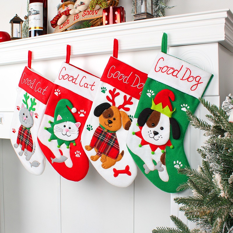 Cute Cat and Dog Christmas Socks Cartoon Christmas Socks Pendant Christmas Tree Gift Bag Decorative Socks — image 7