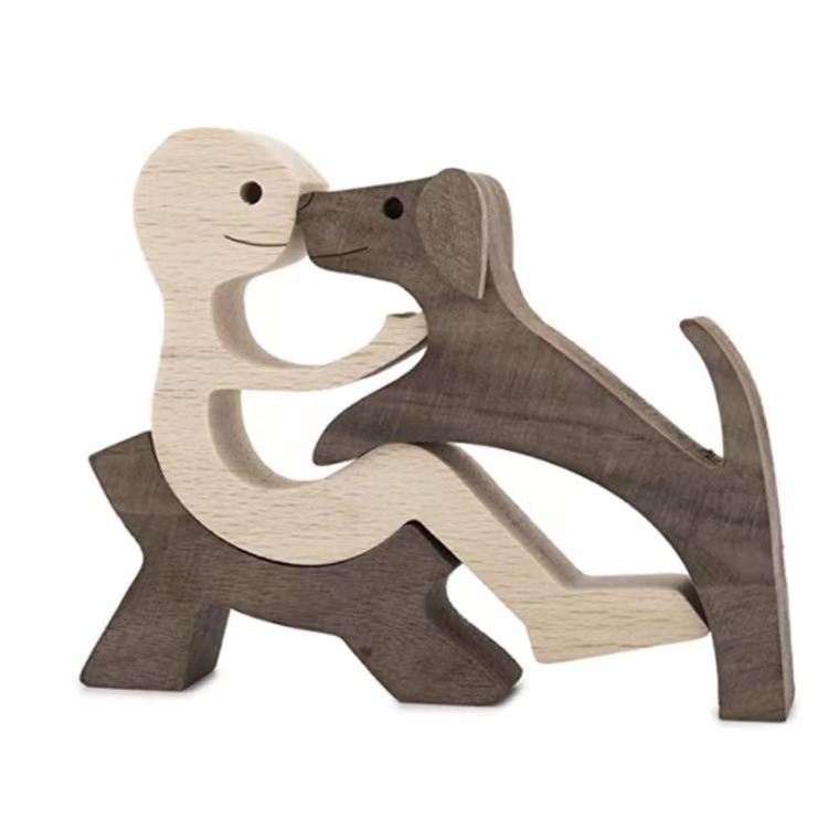 Wooden dog and family member ornaments animal decorations creative desktop decoration custom children toys — image 4
