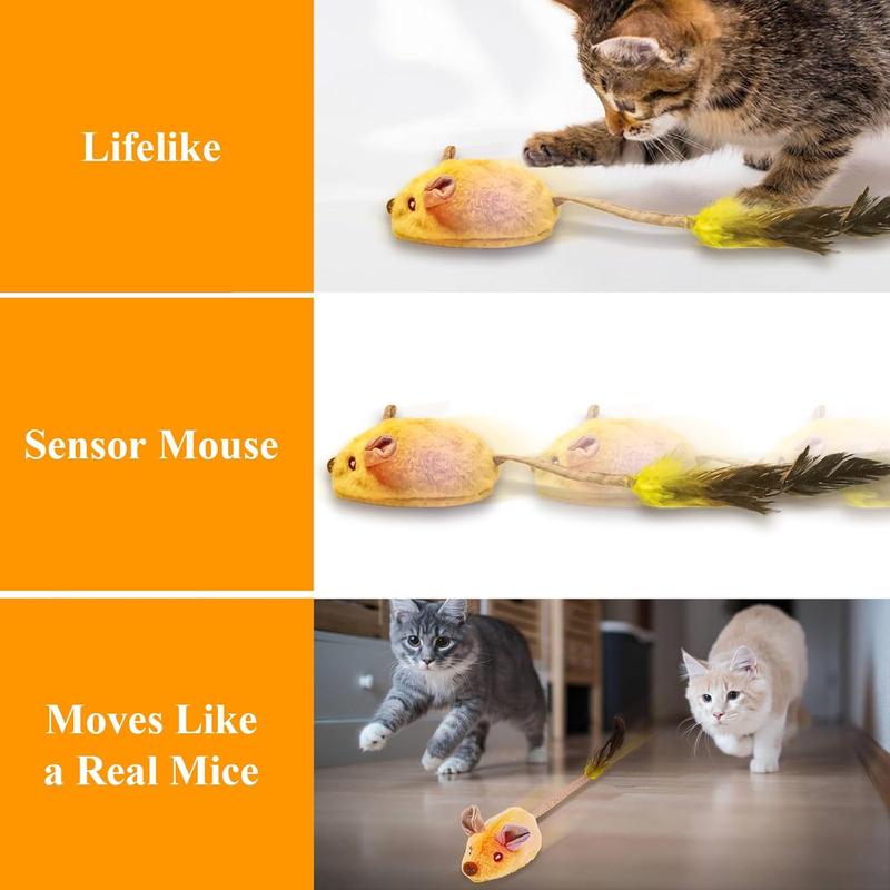 Raton Interactivo con Luces LED para Gatos de Interior, Recargable USB - Juguetes Interactivos con Sonidos y Movimiento Automático — imagen 8
