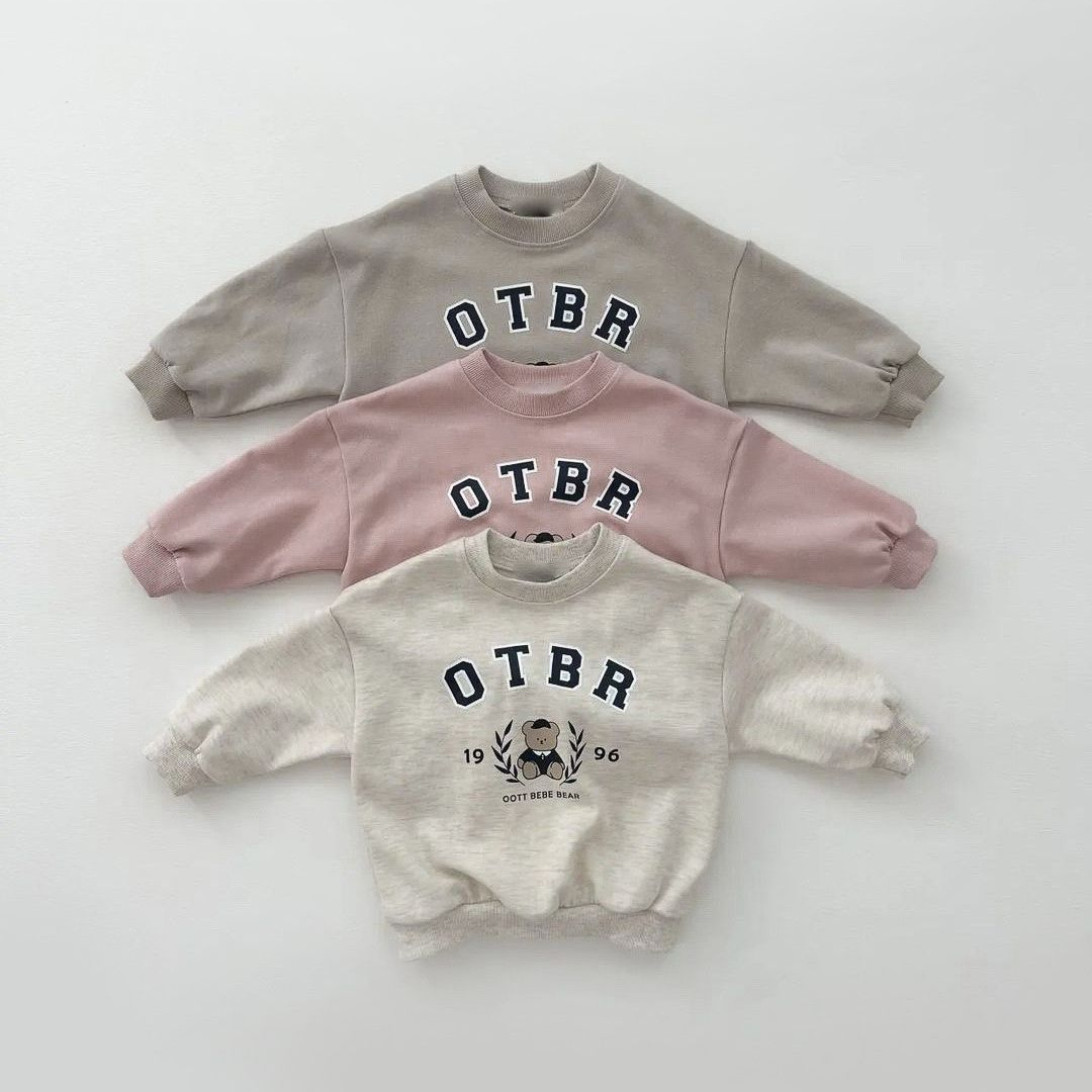 Baby bear letter print cotton hoodie set, kids' long-sleeve top and pants two-piece set — image 3