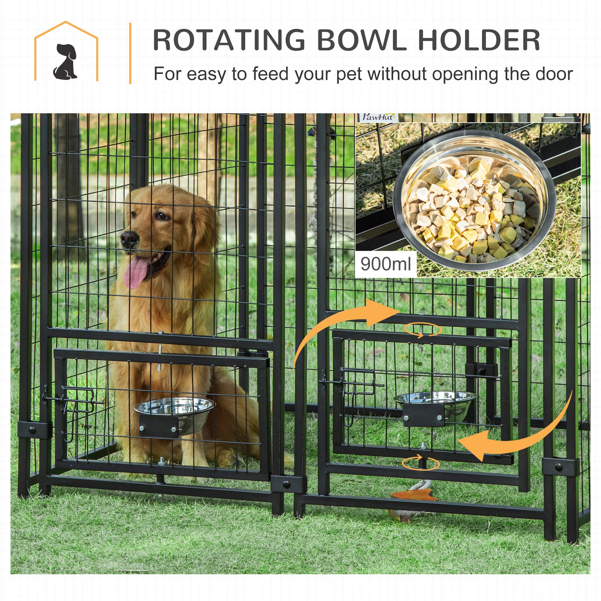 Casa de Perro Exterior con Soportes Giratorios para Comida, Corral para Mascotas con Cubierta Impermeable, 4.6 x 4.6 x 5, Rojo — imagen 7