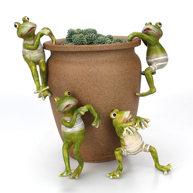 Cute climbing frog potted resin pendant — image 6