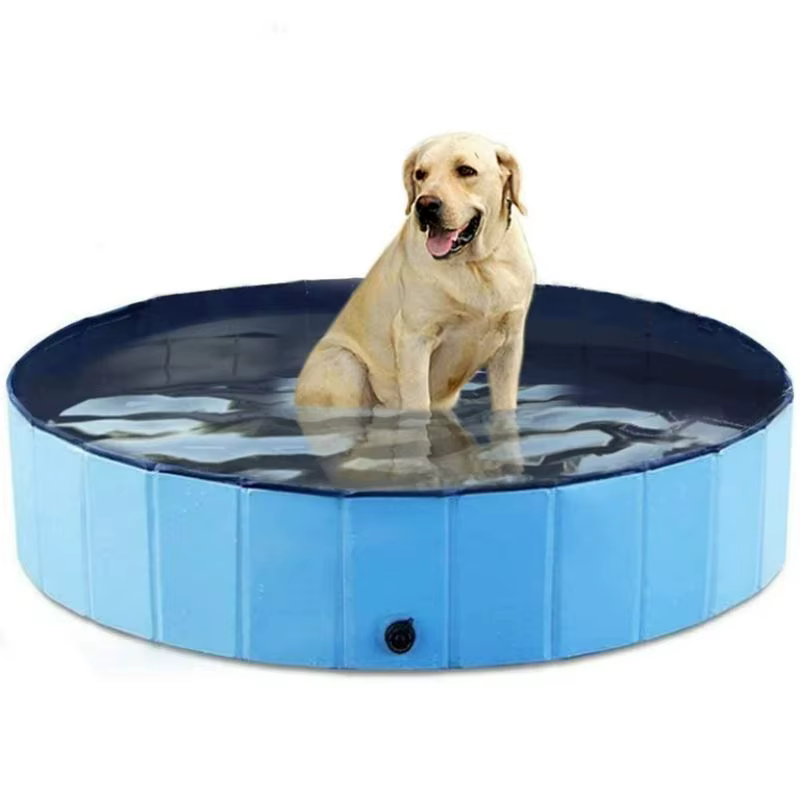 Foldable PVC Pet Swimming Pool Portable Dog Bath Tub With Drain Valve 160X30CM — image 1