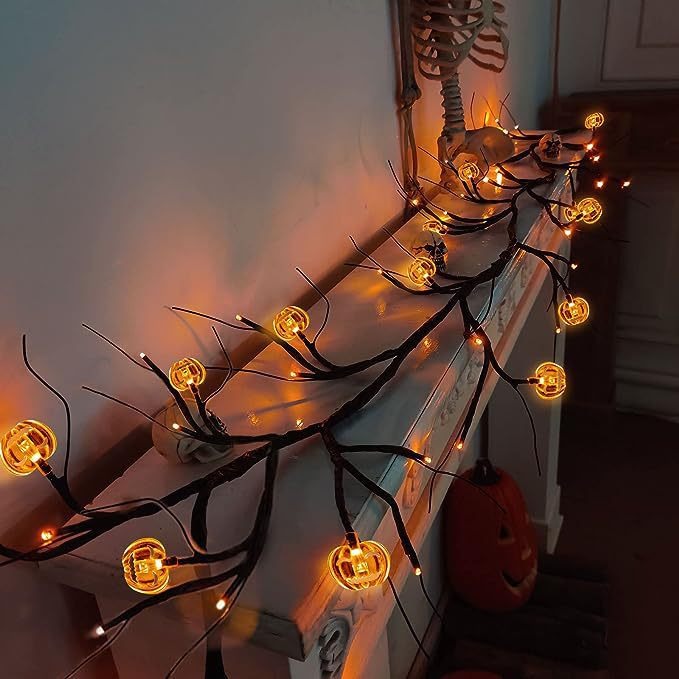 Outdoor Waterproof LED Halloween Decorative Light Rattan Spider Bat Tree Branch Light Party Atmosphere Ghost Festival Chopsticks — image 3