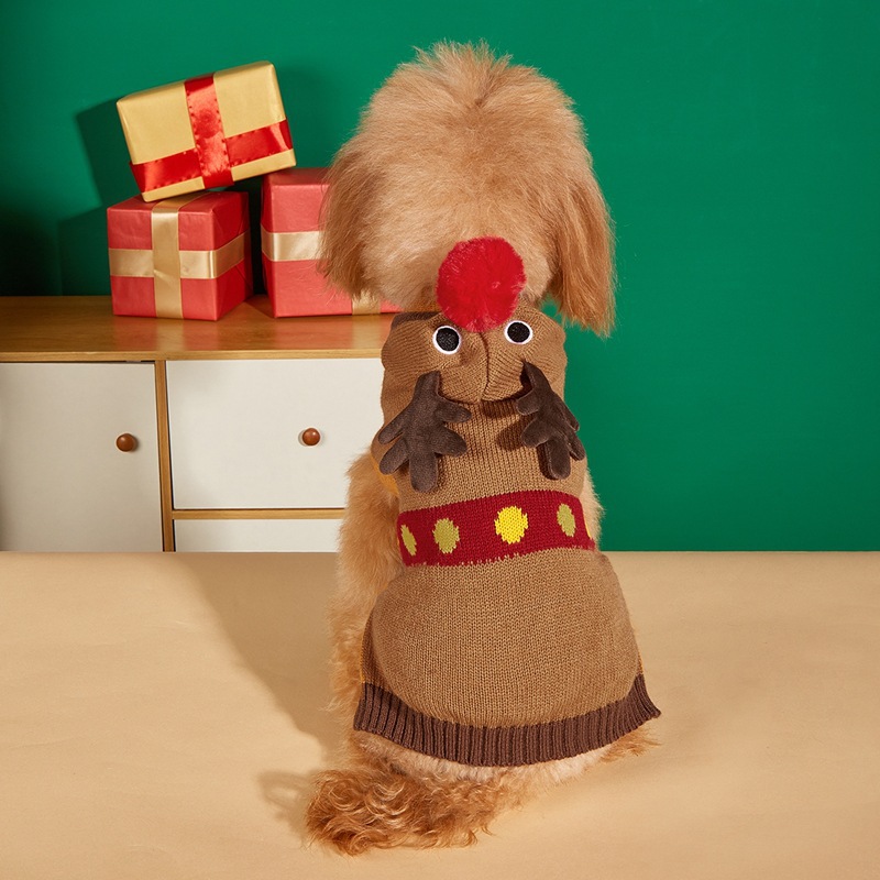 Pet clothes Santa Claus Christmas tree car reindeer snowflakes gingerbread people dogs sweaters autumn and winter — image 3