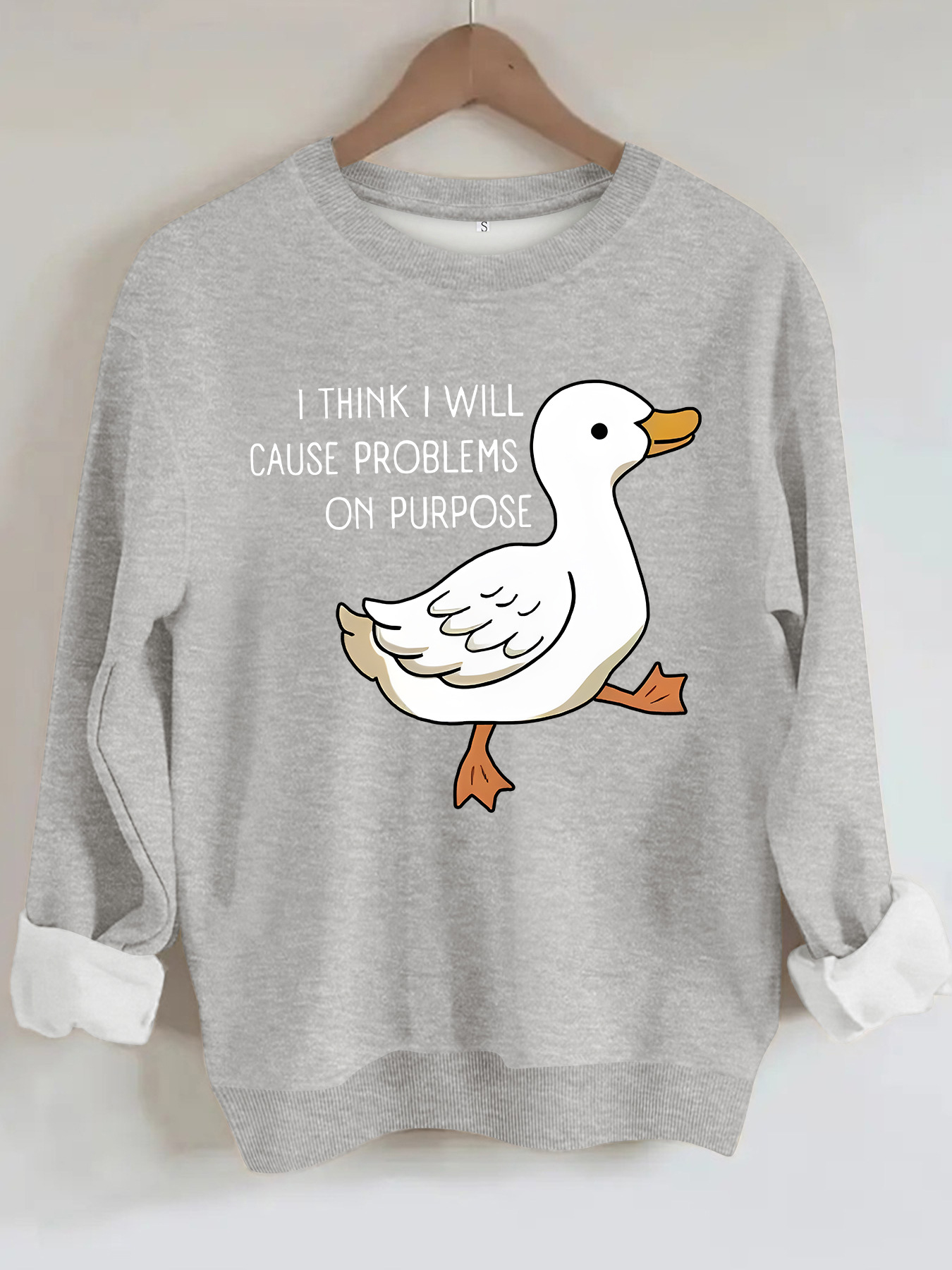 Duck print round neck hoodie — image 8