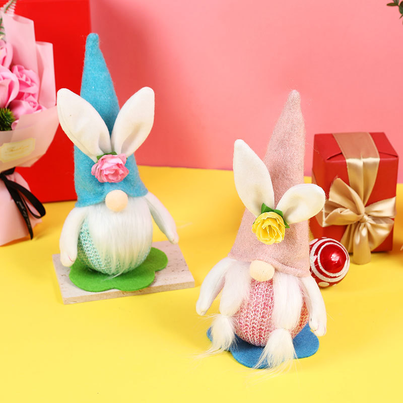 Decoración de Pascua Iluminada Muñeca Gnomo Sin Cara de Conejo para Ventana — imagen 4