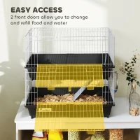 PawHut 2-Tier Small Animal Cage With 2 Doors, Trays, Dish, Bottle, And Ramp For Bunny, Ferret, Chinchilla, Black — imagen 7