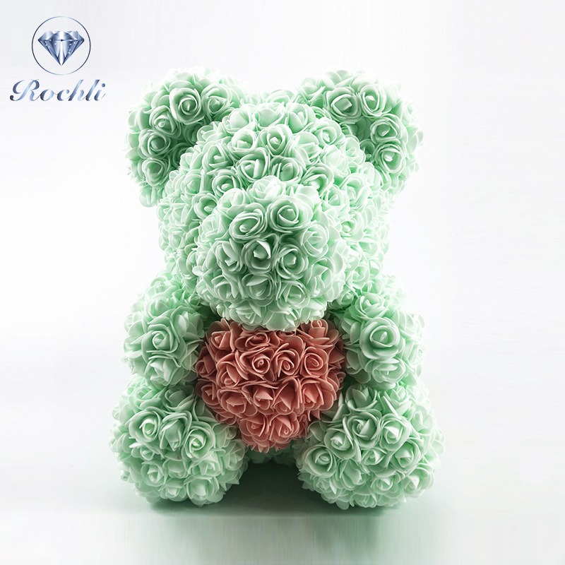 Ramo de rosas simuladas de oso que abraza el corazón, regalo de cumpleaños para ositos de peluche — imagen 15