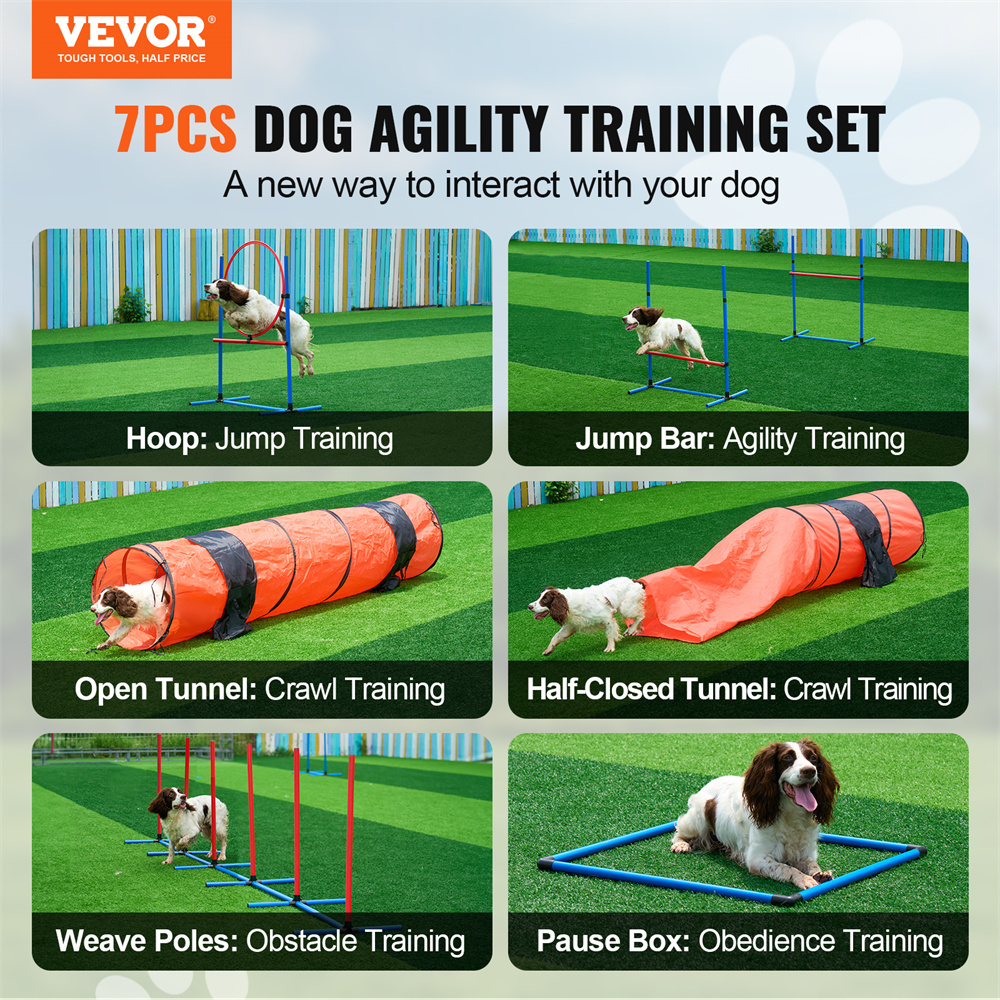 Equipo de Entrenamiento de Agilidad para Perros 7 Piezas Actualizado con Obstáculos, Dos Túneles y Aro — imagen 6