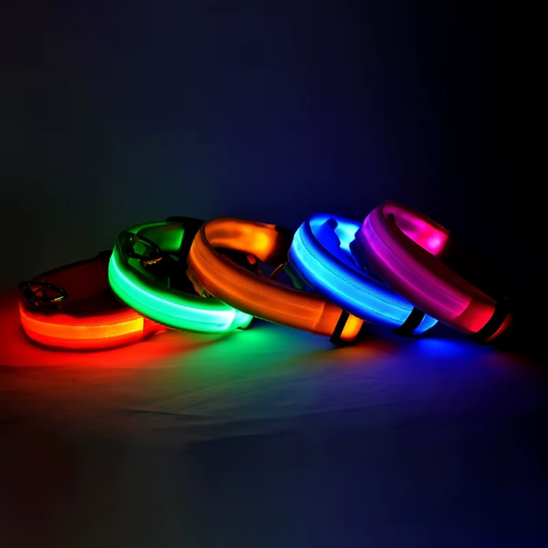 Llave de perro con led y efecto flash de seguridad para noche, nylon brillante fluorescente y luminoso para mascotas caninas — imagen 6