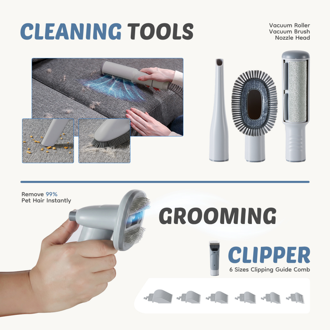 Tijeras de Peinado Profesionales para Perros con 2,5L, 3 Modos de Succión, Tijeras Cordless, 5 Herramientas para Peluqueros, Trimmer Silencioso para Pelo de Mascotas — imagen 8